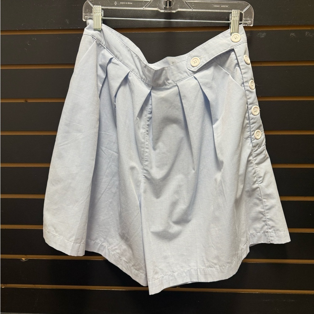 Albion Light Blue Pinstripe Button Detail Shorts Medium